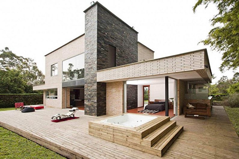 Plytų namo išdėstymo idėjos - modernus minimalizmas plytiniuose namuose