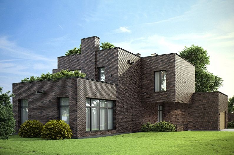 Idéias de layout de casa de tijolo - minimalismo moderno em uma casa de tijolo