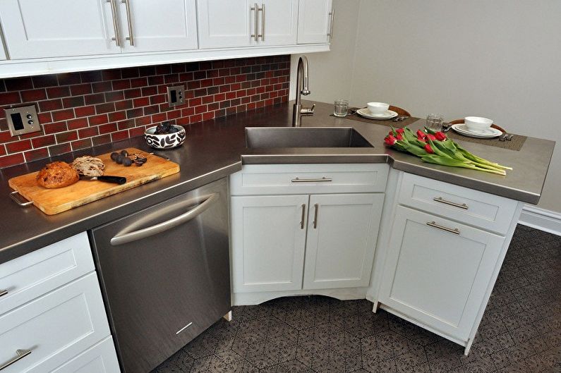Sarok mosogató a konyhához - Méretek és funkcionalitás