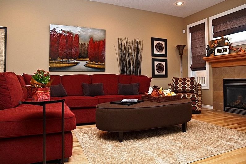 Ce culori combină roșul cu - Living Room Design