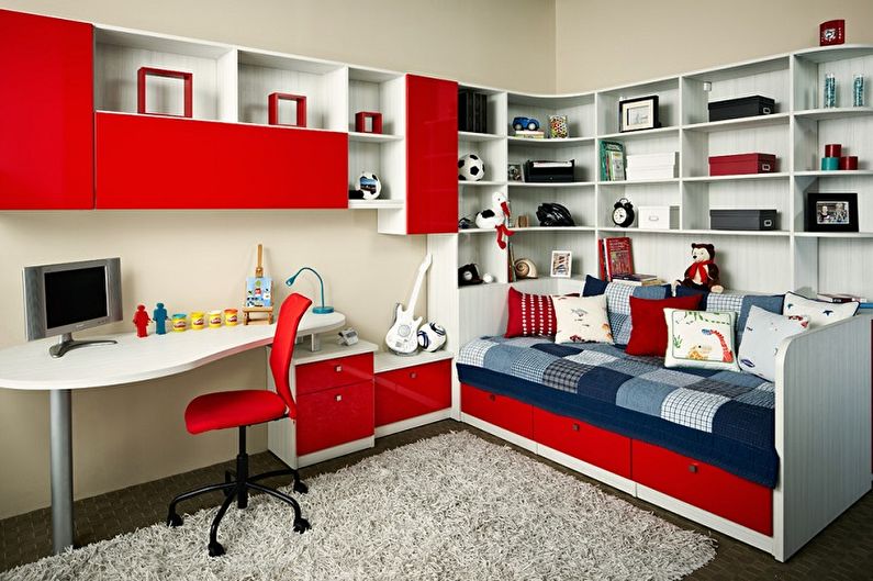 Com que cores o vermelho combina - Design de um quarto de criança