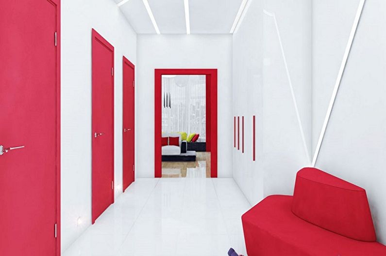 Que cores combinam com o vermelho - Hallway Design