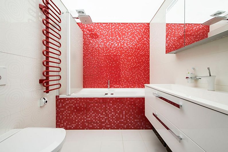 Kokios spalvos atitinka raudoną - vonios kambario dizainas