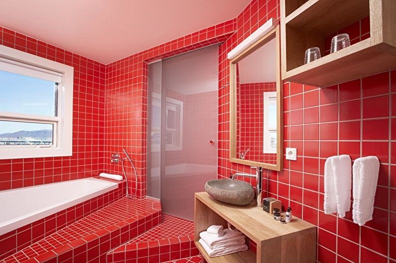 Kādas krāsas atbilst sarkanajam - vannas istabas dizains
