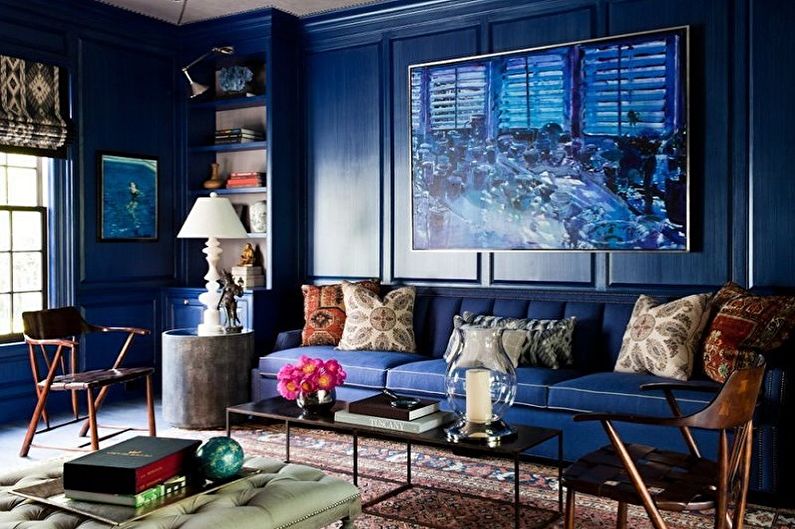Vilka färger kombinerar blått med - Living Room Design