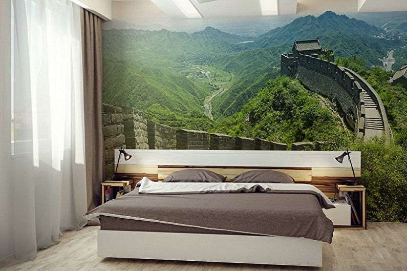 Photo wallpaper in the bedroom - photo