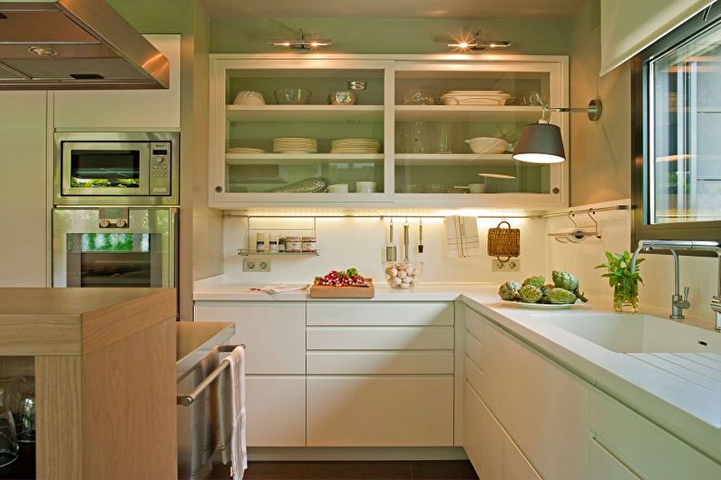 Dapur hijau 13 sq.m. - Reka bentuk dalaman