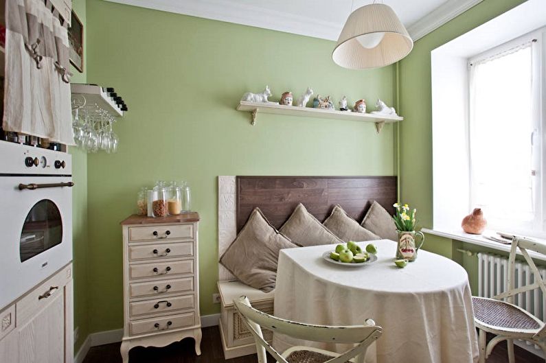 Cozinha verde 13 m2. - Design de interiores