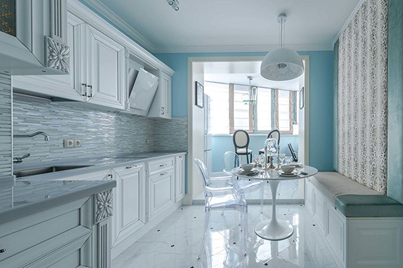 Bucătărie albastră 13 mp - Design interior