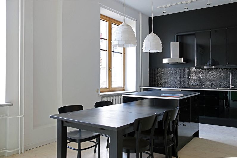 Bucătărie neagră 13 mp - Design interior