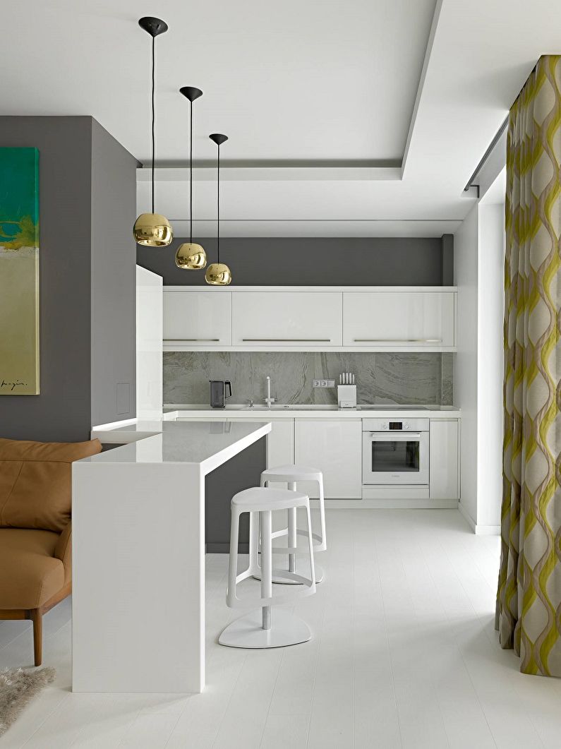 Virtuvės dizainas 13 kv.m. - lubų apdaila
