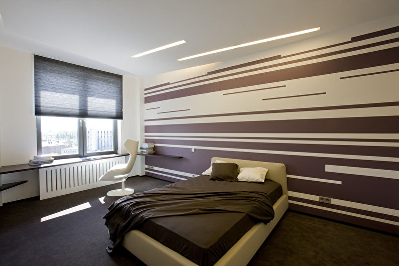 Oświetlenie i oświetlenie sufitu z płyt gipsowo-kartonowych w sypialni