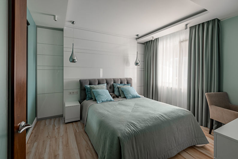 Gipskartonio lubos miegamajame - nuotrauka