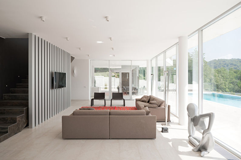 Kombinace barev v interiéru obývacího pokoje - neutrální odstíny