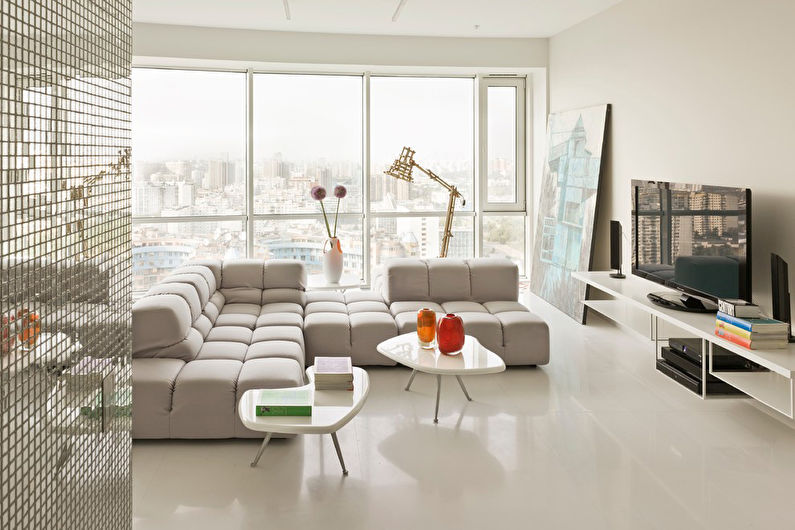 Kombinace barev v interiéru obývacího pokoje - neutrální odstíny