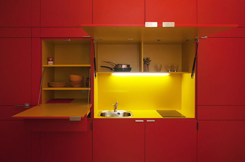 Kombinasjonen av farger i det indre av kjøkkenet - Varme kombinasjoner