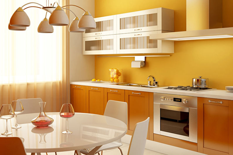 Kombinasjonen av farger i det indre av kjøkkenet - Varme kombinasjoner
