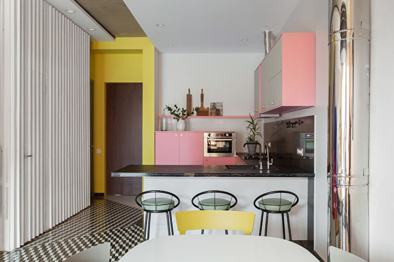 Krāsu kombinācija virtuves interjerā - foto