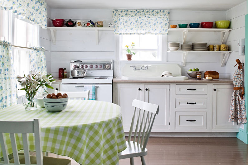 Kombinasjonen av farger i det indre av kjøkkenet - foto