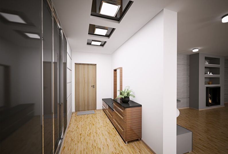 Комбинирани тавани от гипсокартон в коридора