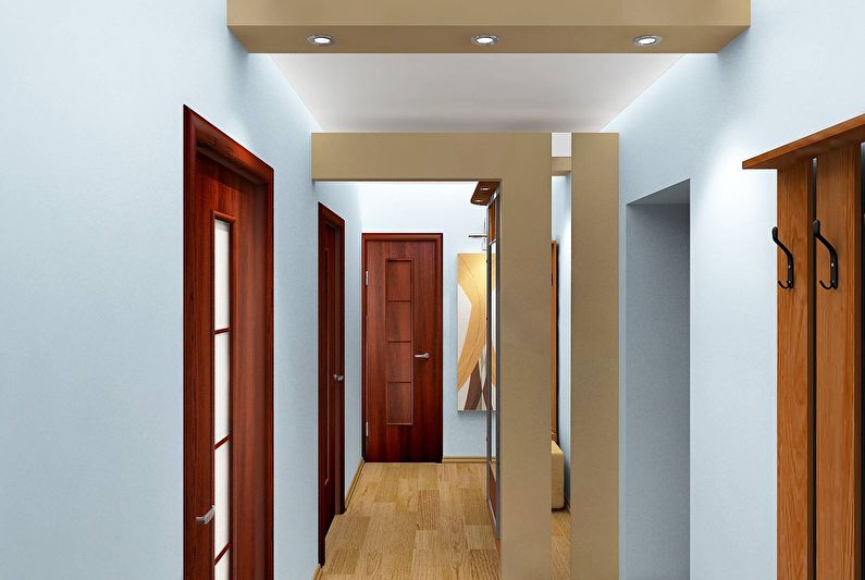 Plasterboard ceiling in the hallway - photo