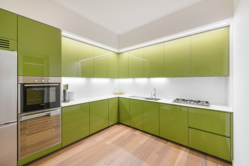 Culoare fistic în interiorul bucătăriei - fotografie de design
