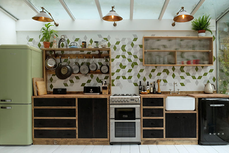 Pistachefarve i det indre af køkkenet - Designfoto