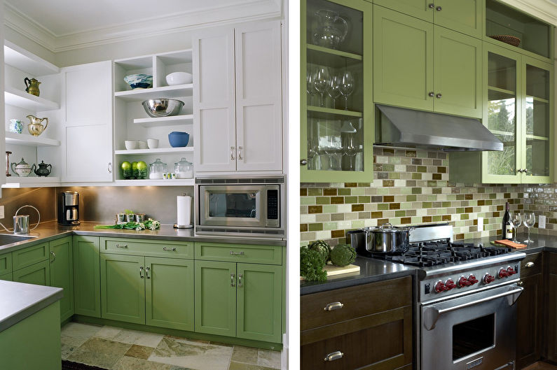 Warna pistachio di bahagian dalam dapur - Foto reka bentuk