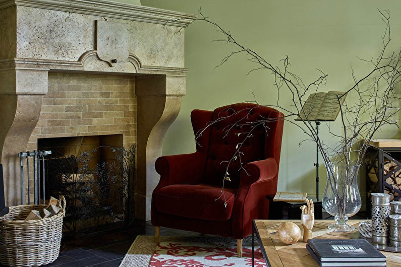 Pistasjfarge i stuen interiør - Designfoto