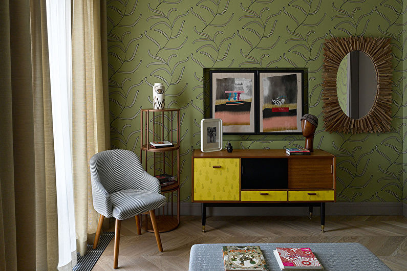 Barva pistácie v interiéru ložnice - Designová fotografie