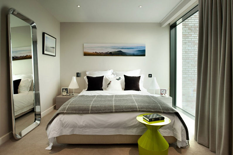 Pistāciju krāsa guļamistabas interjerā - dizaina foto