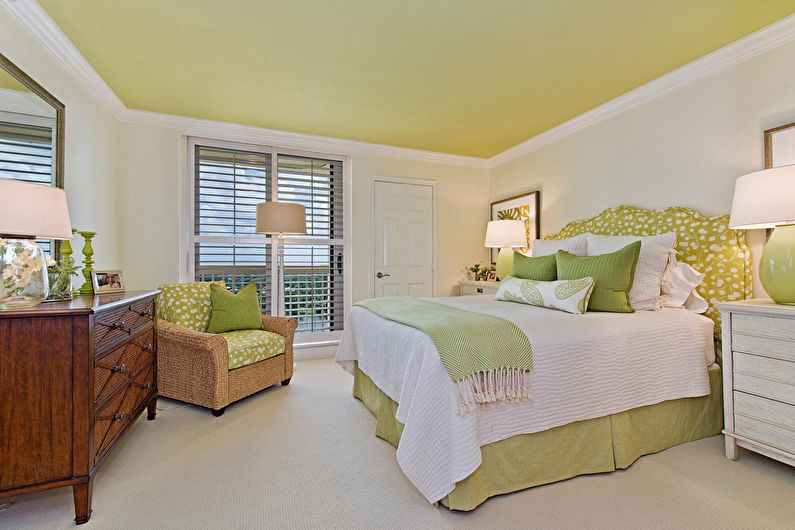 Kolor pistacjowy we wnętrzu sypialni - Zdjęcie projektowe