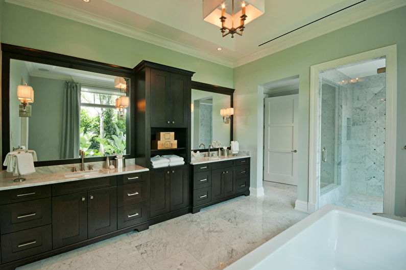 Pistacijų spalva vonios kambario interjere - Dizaino nuotrauka