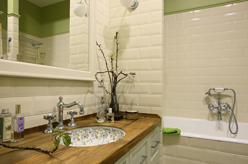 Kolor pistacjowy we wnętrzu łazienki - Zdjęcie projektowe
