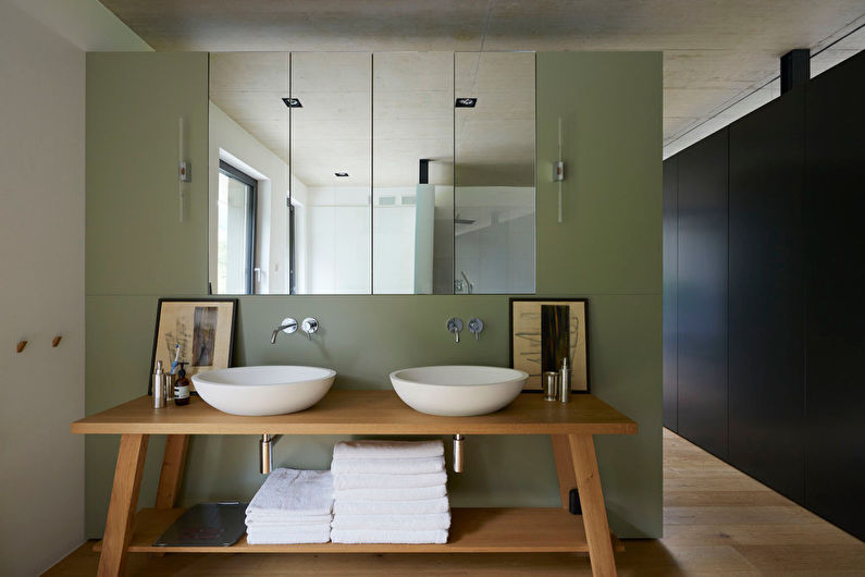 Pistachefarve i det indre af badeværelset - Designfoto