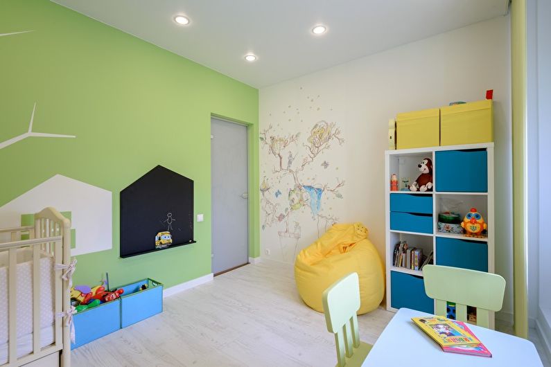Colore pistacchio all'interno di una camera per bambini - Foto di design