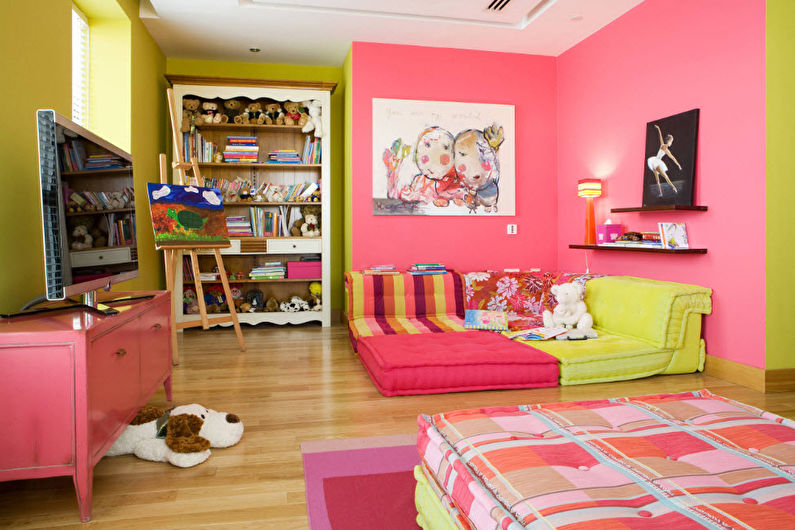 Pistāciju krāsa bērnu istabas interjerā - dizaina foto