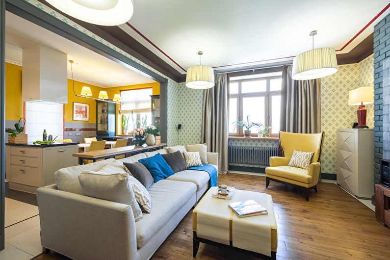 Návrh interiéru obývacího pokoje v neoklasicistním stylu - foto