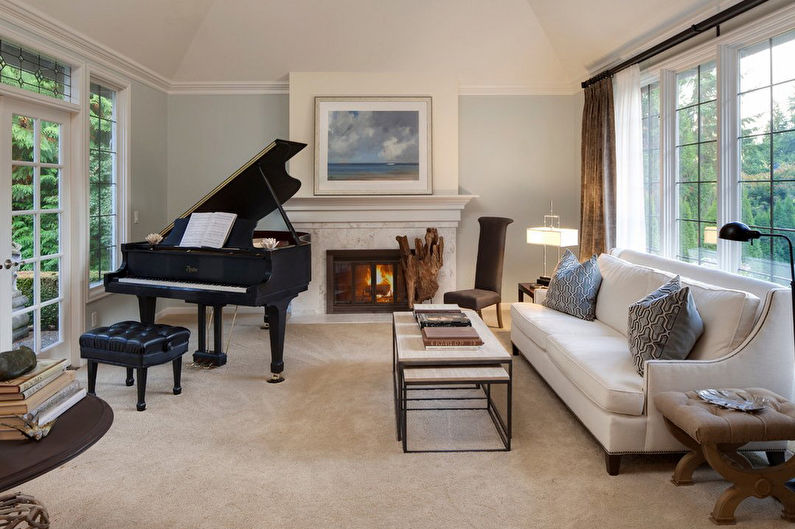 A klasszicista stílusú nappali belsőépítészete - fénykép