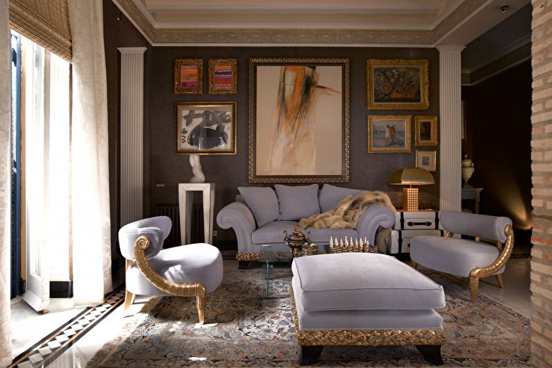 Návrh interiéru obývacího pokoje v neoklasicistním stylu - foto