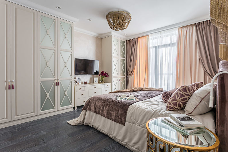 Dormitor de design interior în stil neoclasic - fotografie