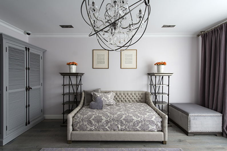 Interjera dizaina guļamistaba neoklasicisma stilā - foto