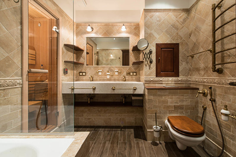 Interiérový design koupelny v klasicistním stylu - foto