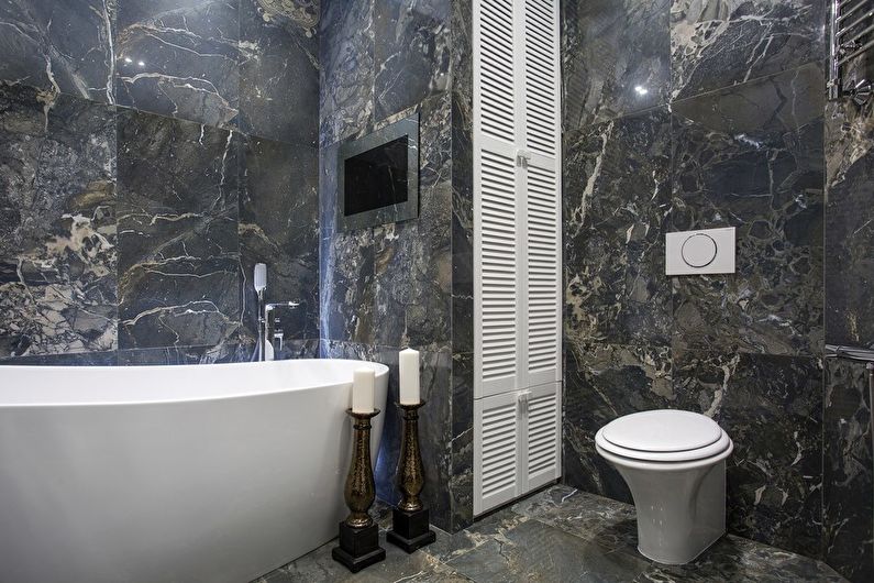 Reka bentuk dalaman bilik mandi gaya neoklasik - foto