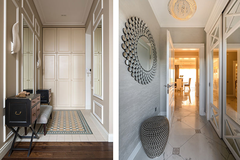 Dizajn interijera hodnika u neoklasičnom stilu - fotografija