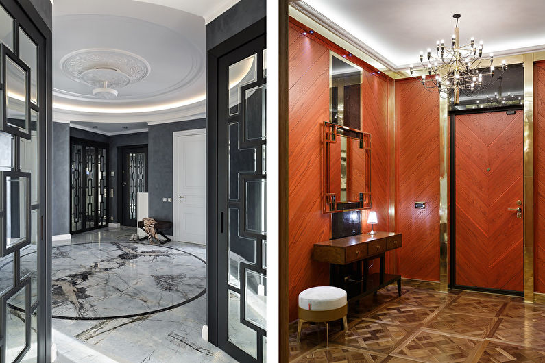 Interior design of the hallway in the neoclassical style - photo