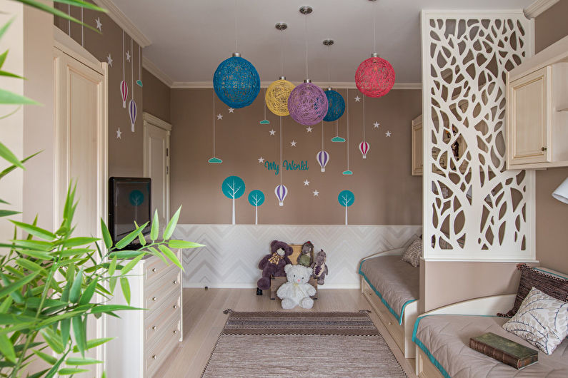 Interior design of a children's room in the neoclassical style - photo