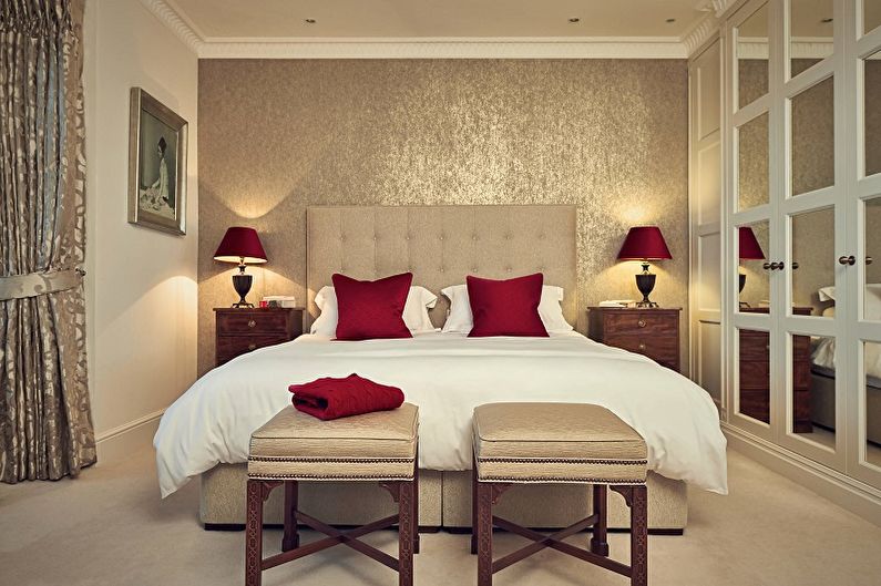 Dormitorio rojo de 10 metros cuadrados - Diseño de interiores