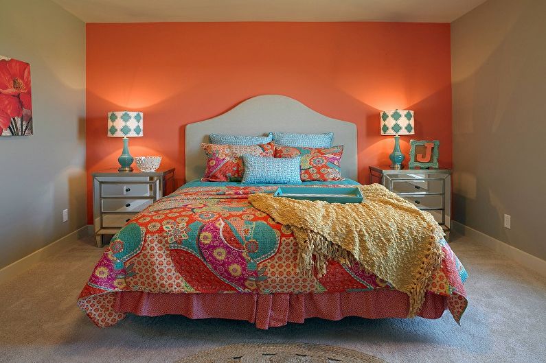 Oranžinis miegamasis 10 kv.m. - Interjero dizainas