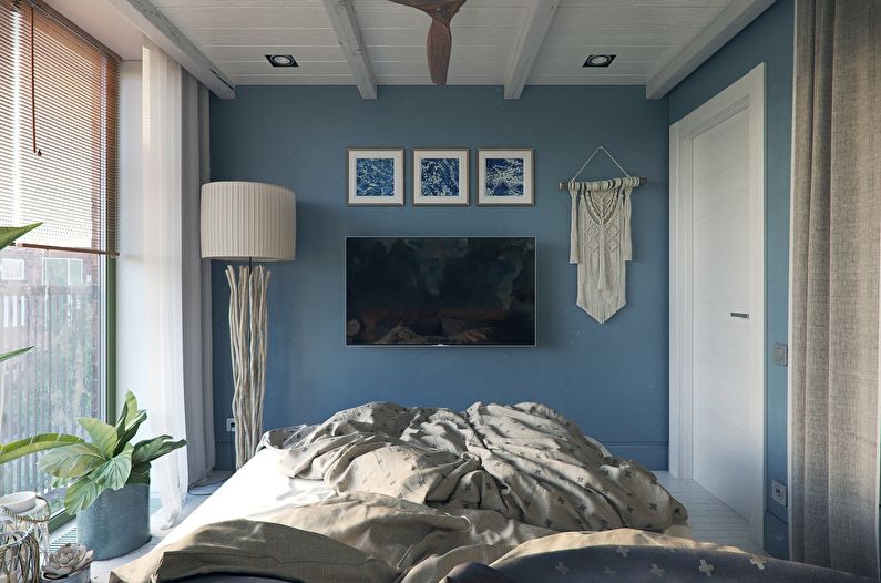 Quarto azul 10 m² - Design de interiores